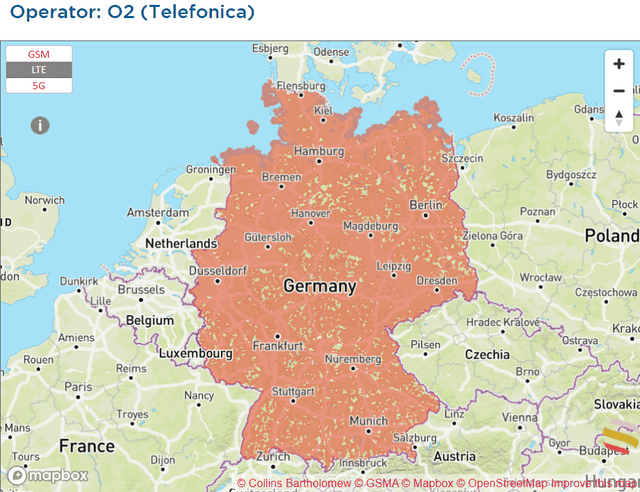 ドイツ　eSIM　Holafly　携帯キャリア　Telefonica　O2　通信エリア
